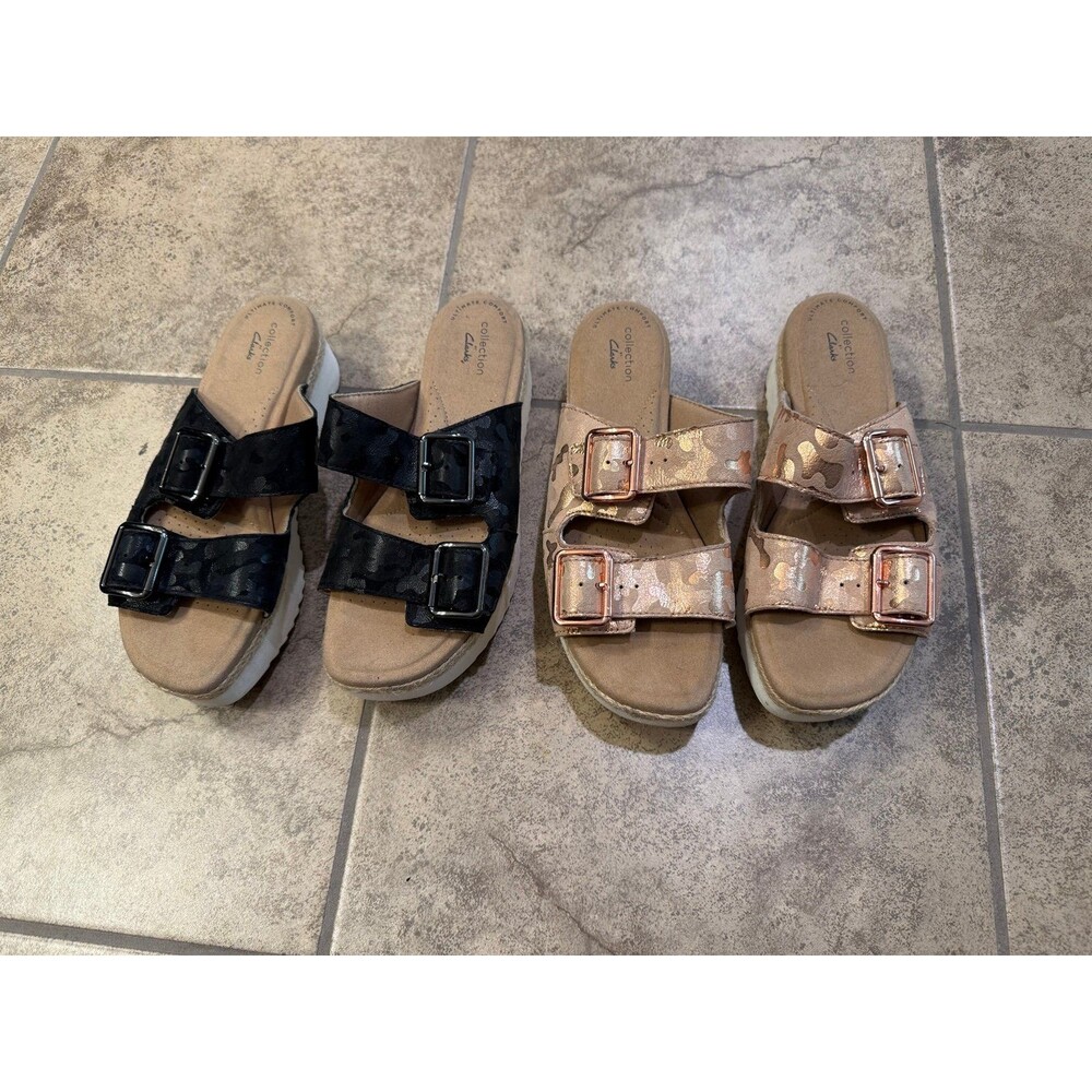 Clarks Lana Beach Camo Platform Two Strap Sandals… - image 1